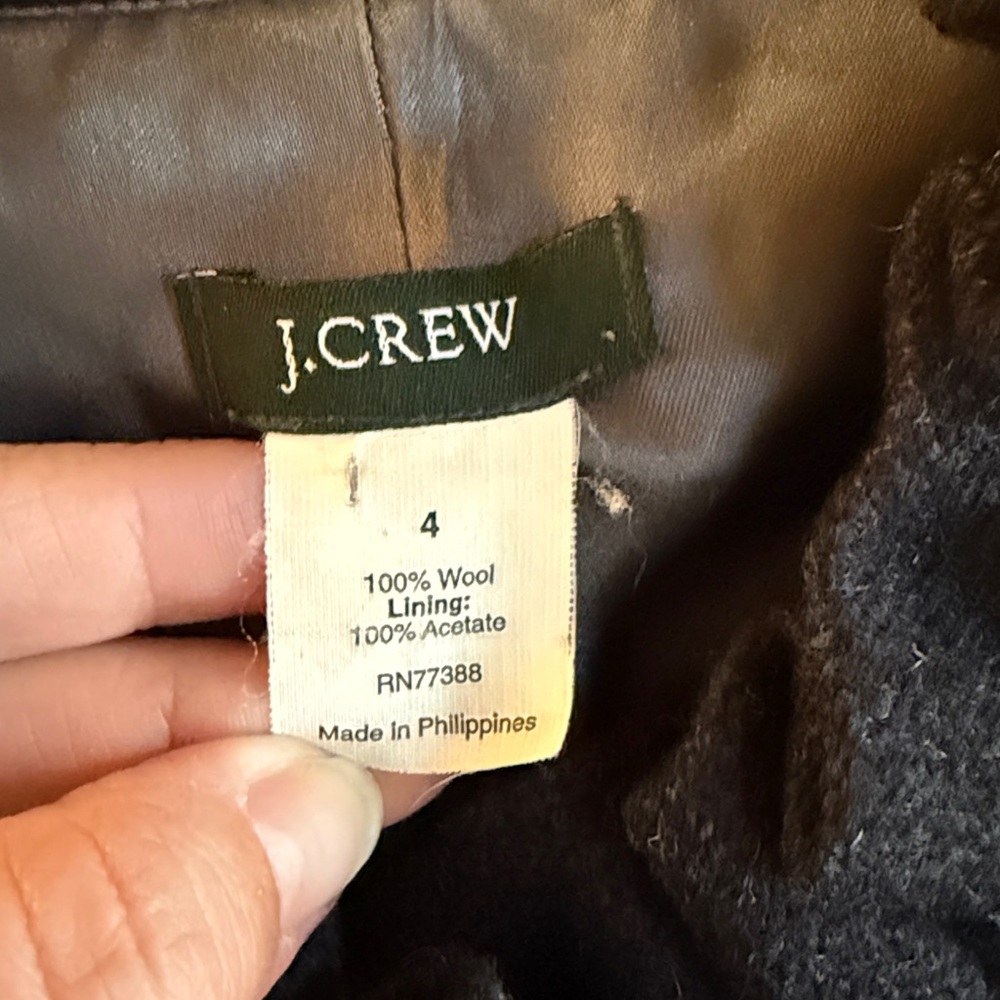 J. CREW Wool Ruffle Button Blazer, Charcoal Gray Size 4 - Picture 4 of 7